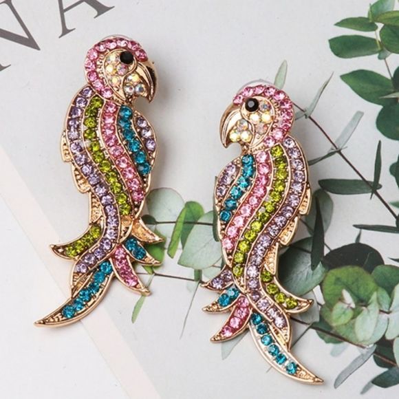 boutique Jewelry - NEW GOLDEN PARROT RHINESTONE EARRINGS #z3-5